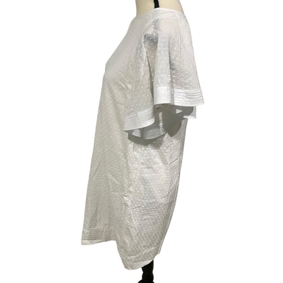 J Crew Factory Sz 8 Mini Dress White Flounce Sleeve - Picture 3 of 16